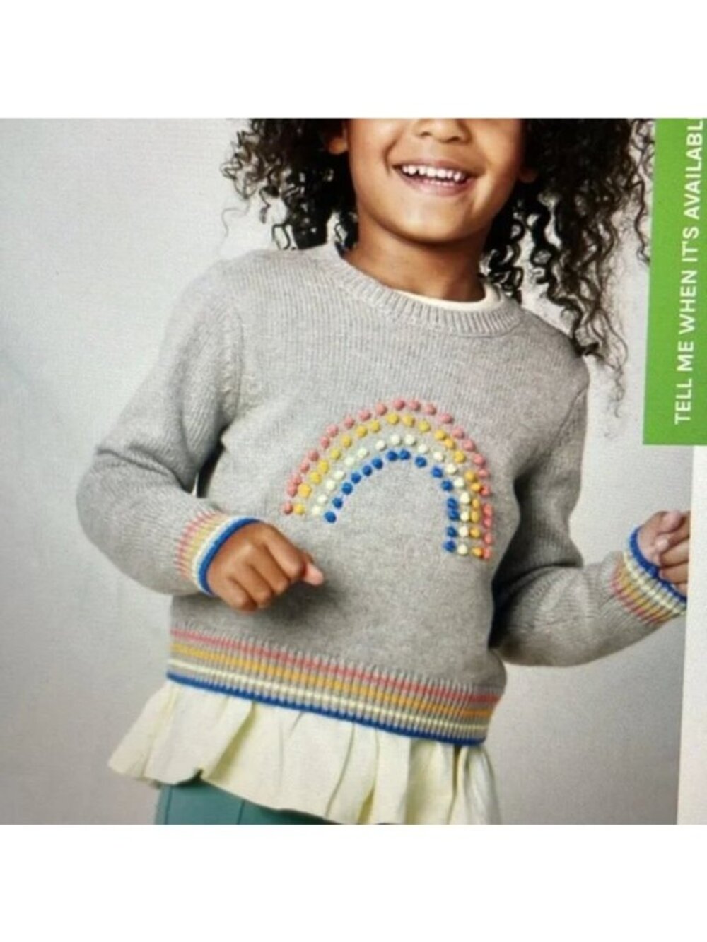 Tea Collection Girls Rainbow Pompom Sweater Knit Jumper
